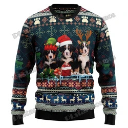 Jersey Navideño Feo 3D Lobo Luna para adultos