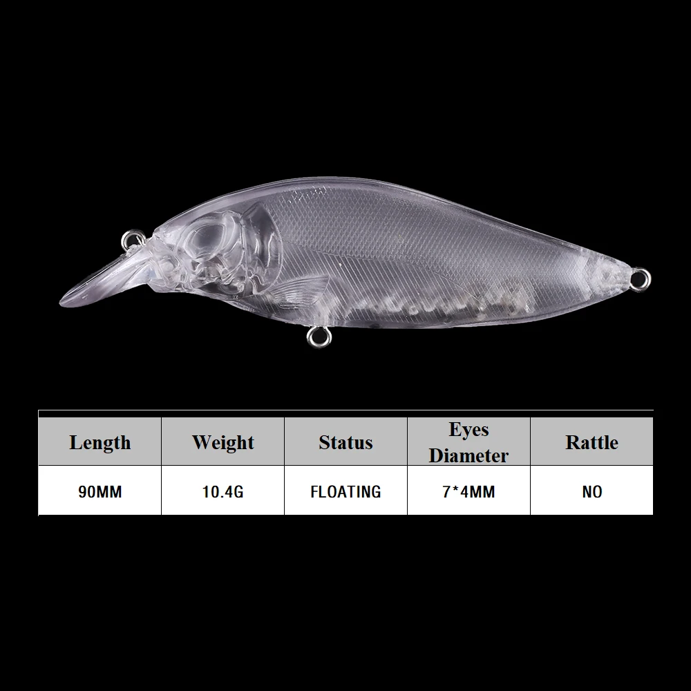 Chan'sHuang-Cebo en blanco 20 piezas sin pintar, 9cm, 10,4G, Crankbait flotante, señuelo de pesca Artificial hecho a mano - imagen 2