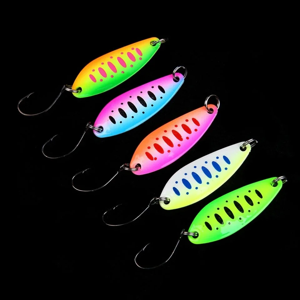 Cebo de pesca de Metal para trucha y lubina, cuchara giratoria de lentejuelas duras pequeñas, 5/6 piezas, 3,5g/5g - imagen 3