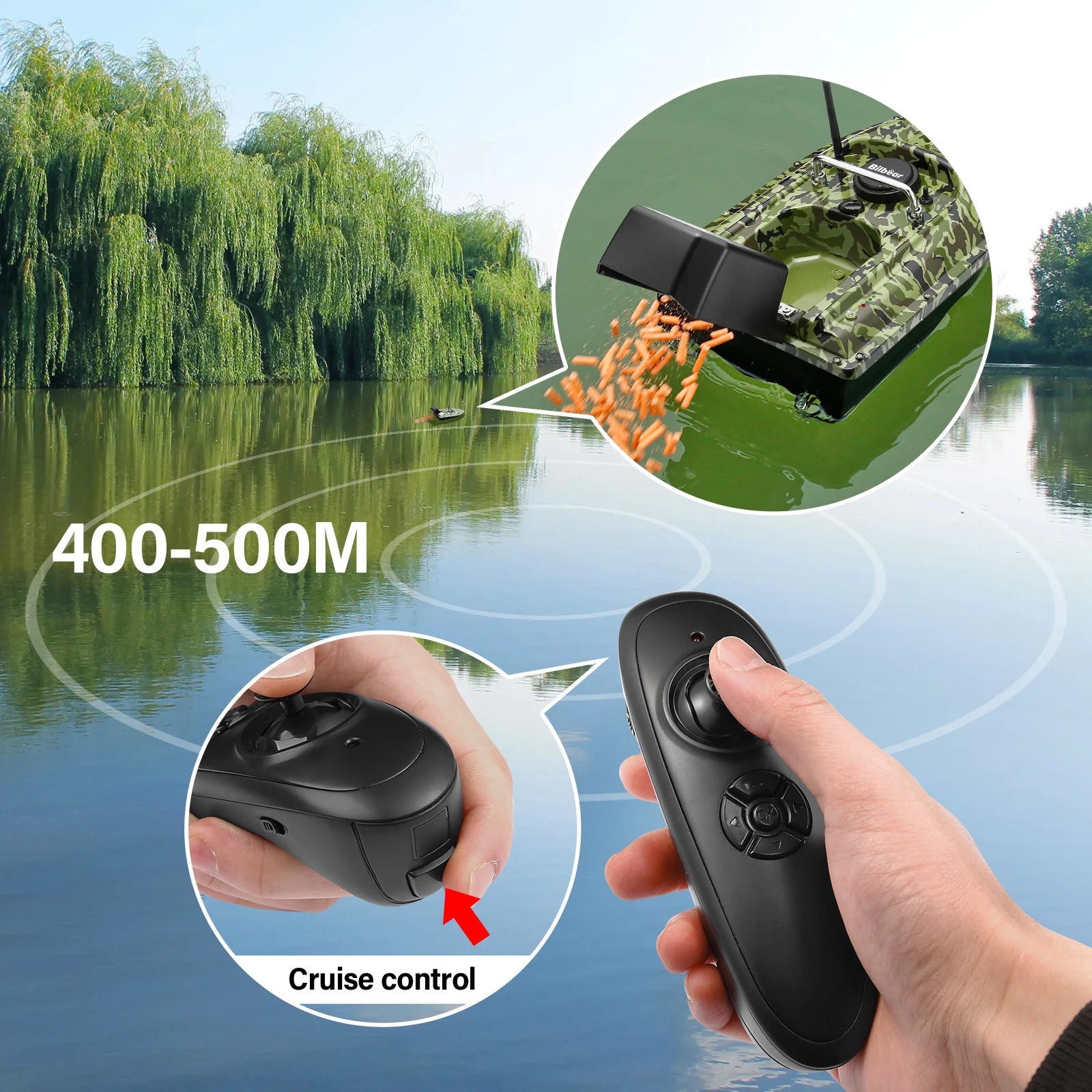 Barco de cebo de pesca, barco de cebo con Control remoto, 1,5 kg, carga de alimentación, barco de cebo de pesca de carpa inalámbrico, 2 motores, barco RC, buscador de peces - imagen 3