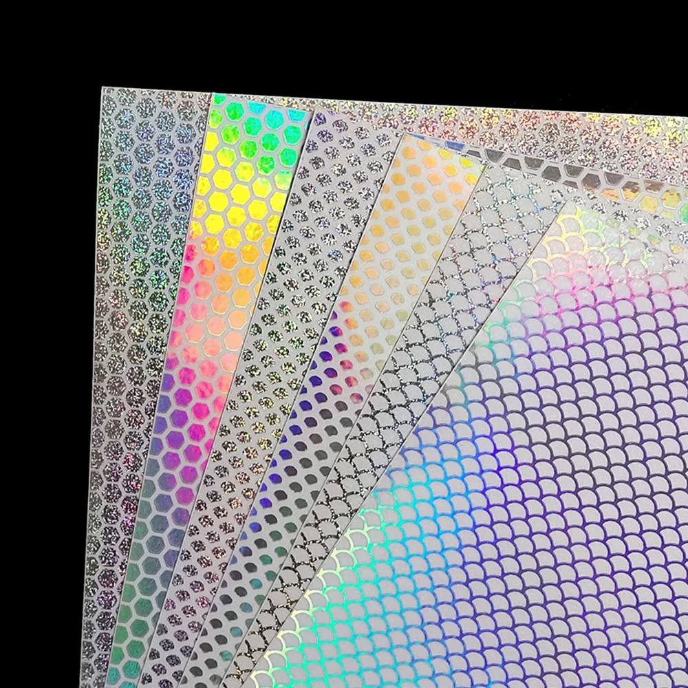 Cebos duros de Metal duraderos, película adhesiva holográfica de 10x20cm, Material de atado de moscas, señuelo de pesca, cinta Flash, pegatina que cambia de Color, 6 uds. - imagen 2