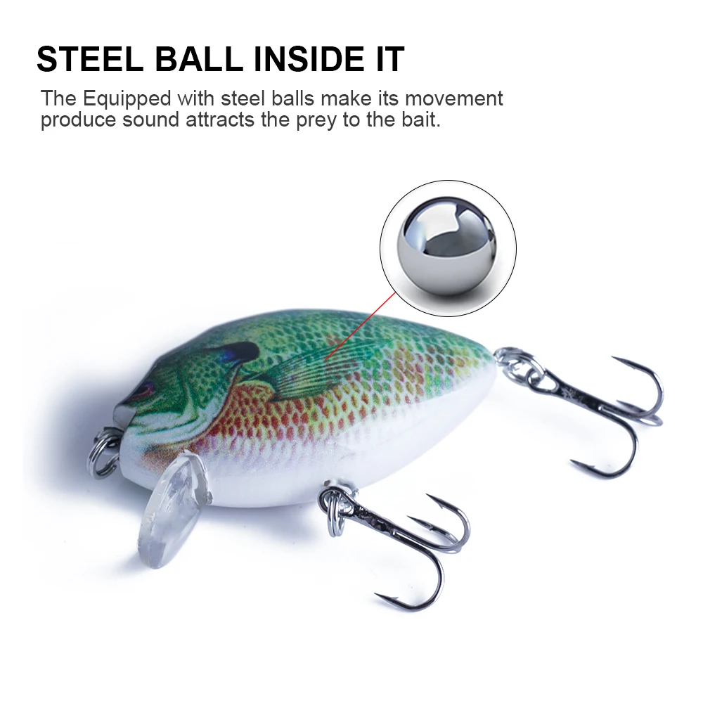 Hanlin-señuelo de pesca Jerkbait, anzuelo que se hunde, Crankbait, labio redondo, Wobbler, Panfish, aparejos de pesca para lubina, Bluegill, 6cm, 14,5g - imagen 3