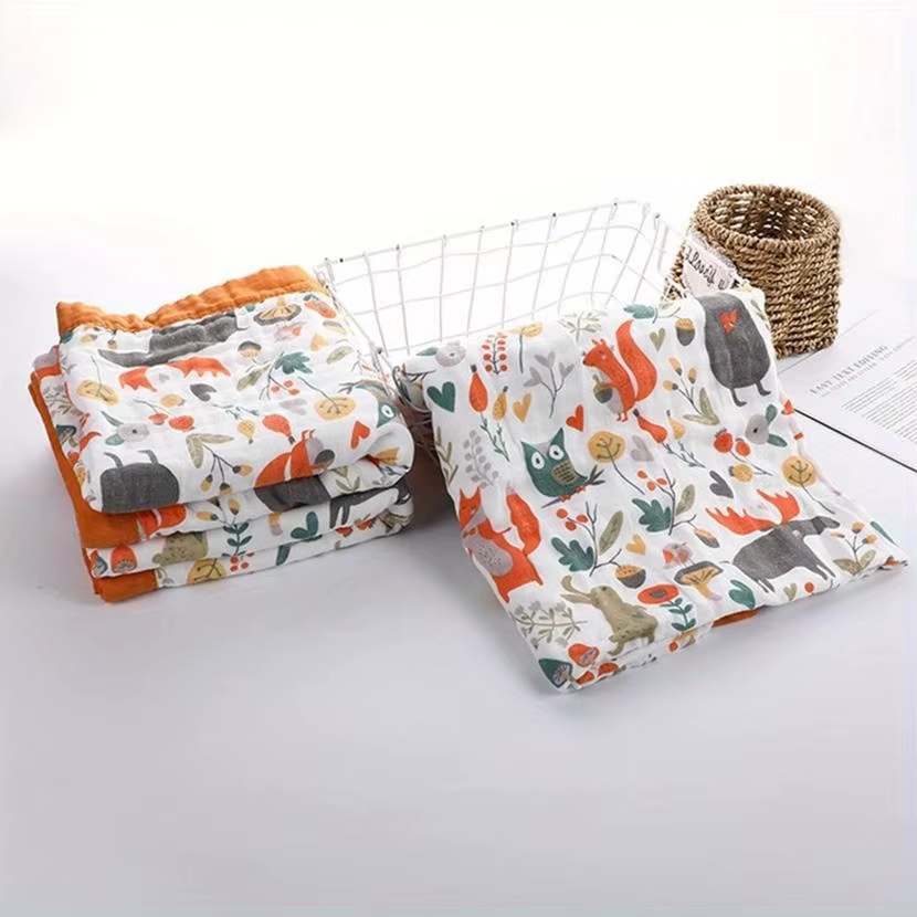 Mantas de algodón para bebé recién nacido, gasa de algodón de muselina de 6 capas, mantas envolventes suaves y absorbentes, camas, toalla de ducha transpirable - imagen 2