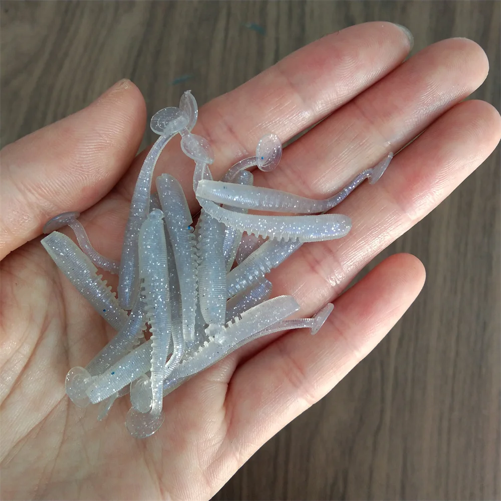 TSURINOYA-señuelo de pesca flexible, 6 bolsas, 120 piezas, cola en T, 38mm, 0,4g, cebo Artificial de silicona UV suave para peces de roca Ajing - imagen 3