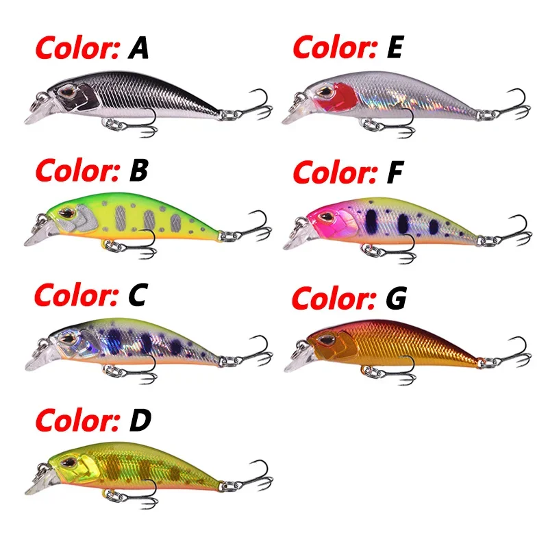 Señuelo de pesca de pececillo que se hunde, 5,2 cm, 4,3g, ojos 3D, Mini Wobblers de plástico láser, cebo Artificial para Lucio, carpa, lubina, Crankbait, 1 ud. - imagen 5