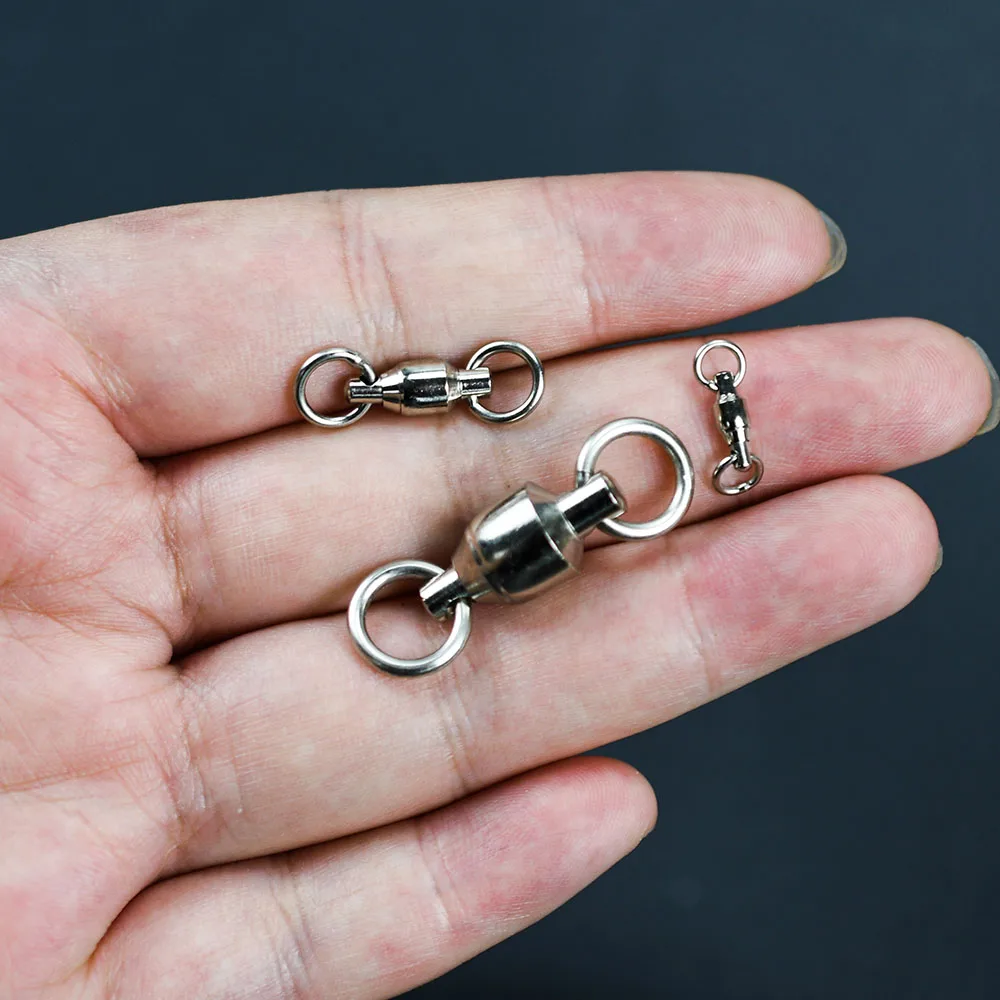 18 Uds. De conector giratorio de pesca de acero inoxidable, barril de rodamiento, bola resistente, anillo sólido, accesorios para aparejos de pesca