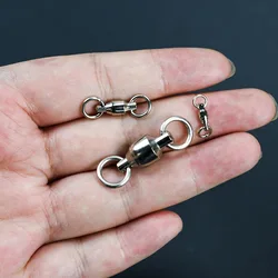 18 Uds. De conector giratorio de pesca de acero inoxidable, barril de rodamiento, bola resistente, anillo sólido, accesorios para aparejos de pesca