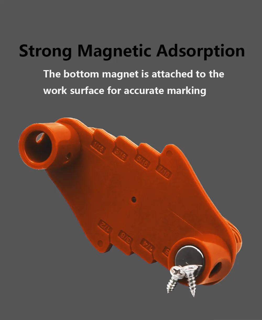 Herramienta multifuncional de silicona para carpintería, buscador de líneas centrales, herramienta de escala, placa, regla de precisión, marcador sin imán, Marke - imagen 4