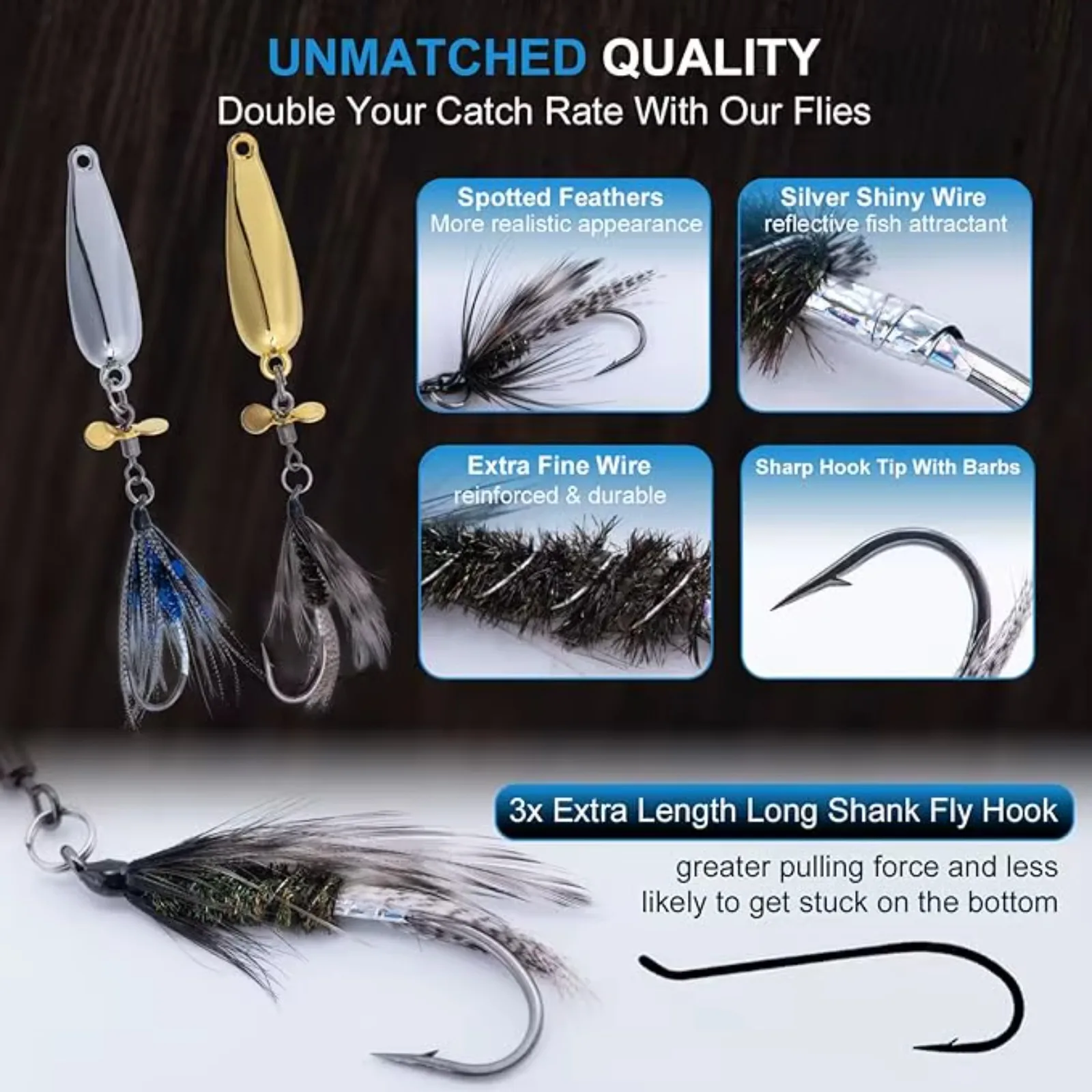 Juego de señuelos de cuchara de pesca Goture con anzuelo de plumas, Kit de cebos giratorios de Metal de 3,2/4, 5/7g, incluido para caja de aparejos de bagre de lubina y trucha - imagen 5