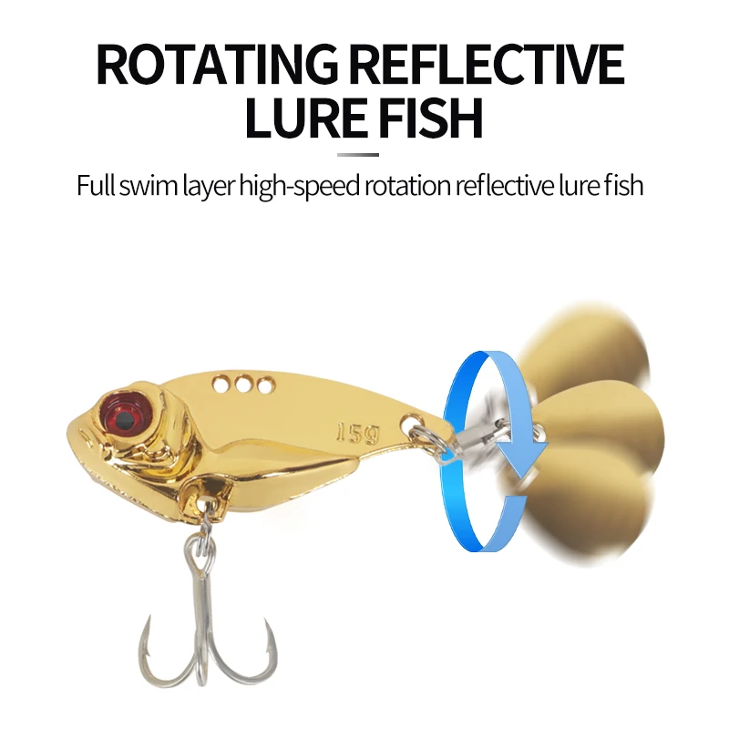 Señuelo de pesca de Metal Vib, cuchara, cebo duro Artificial giratorio brillante para pesca con caña, 10g, 15g - imagen 5