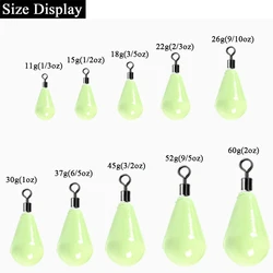Plomos luminosos gota de agua giro completo pesca lubina