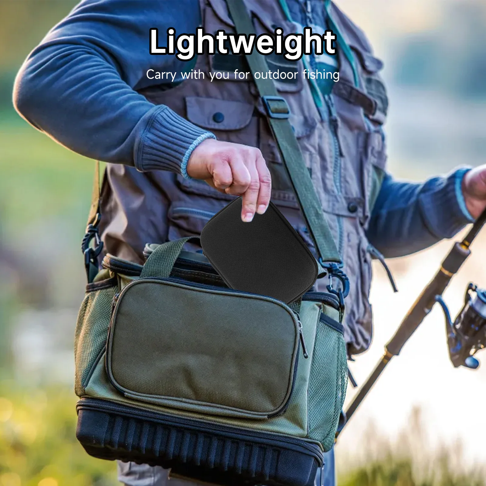 Caja de señuelos de pesca con mosca, bolsa de almacenamiento de aparejos de cebo EVA, diseño de doble cara para fácil acceso, soporte para anzuelos, almacenamiento de señuelos de pesca - imagen 2