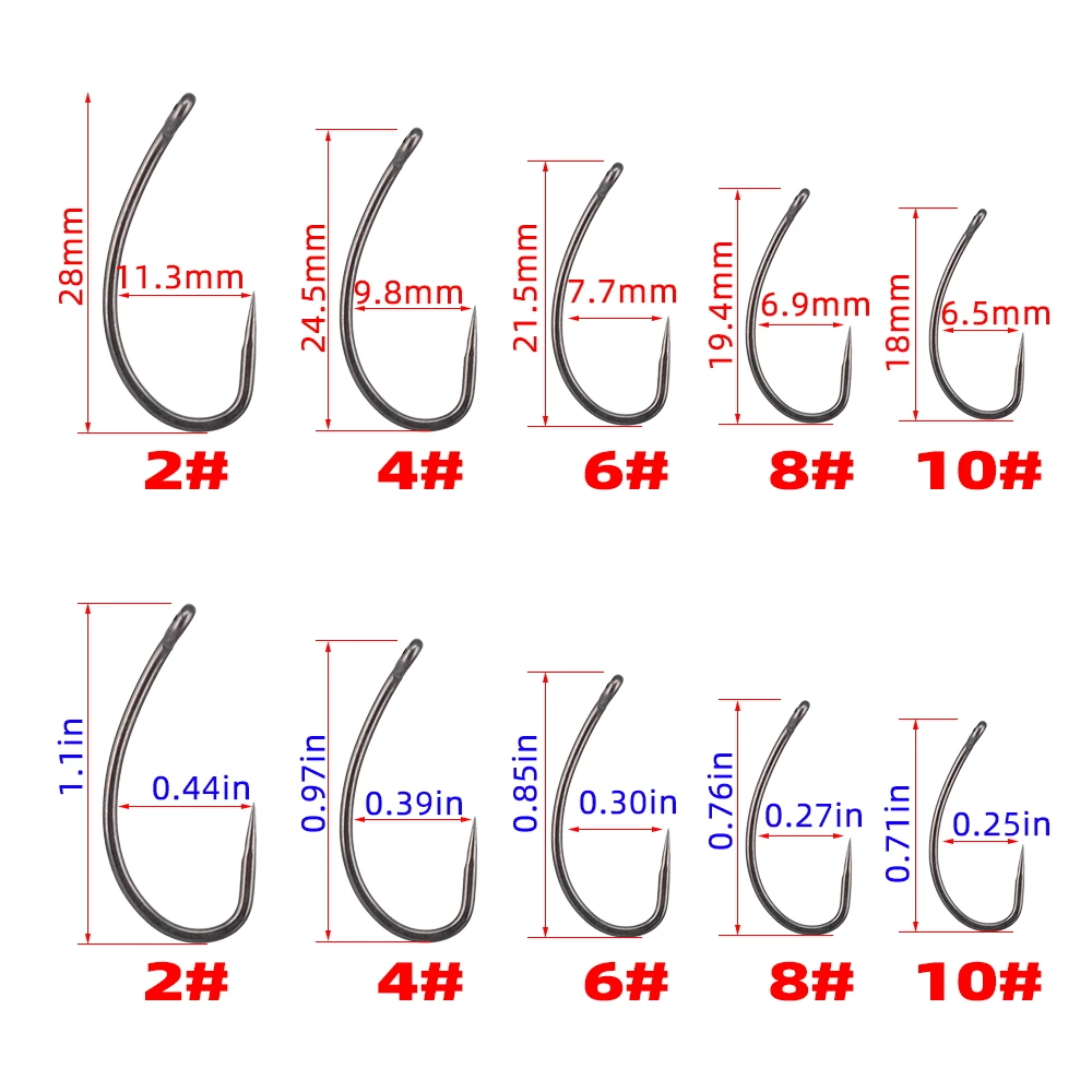 Hirisi-anzuelo de pescado recubierto de PTFE de 15 piezas, anzuelo de acero inoxidable con alto contenido de carbono, sin púas, con ojo, X502, accesorios de pesca - imagen 3