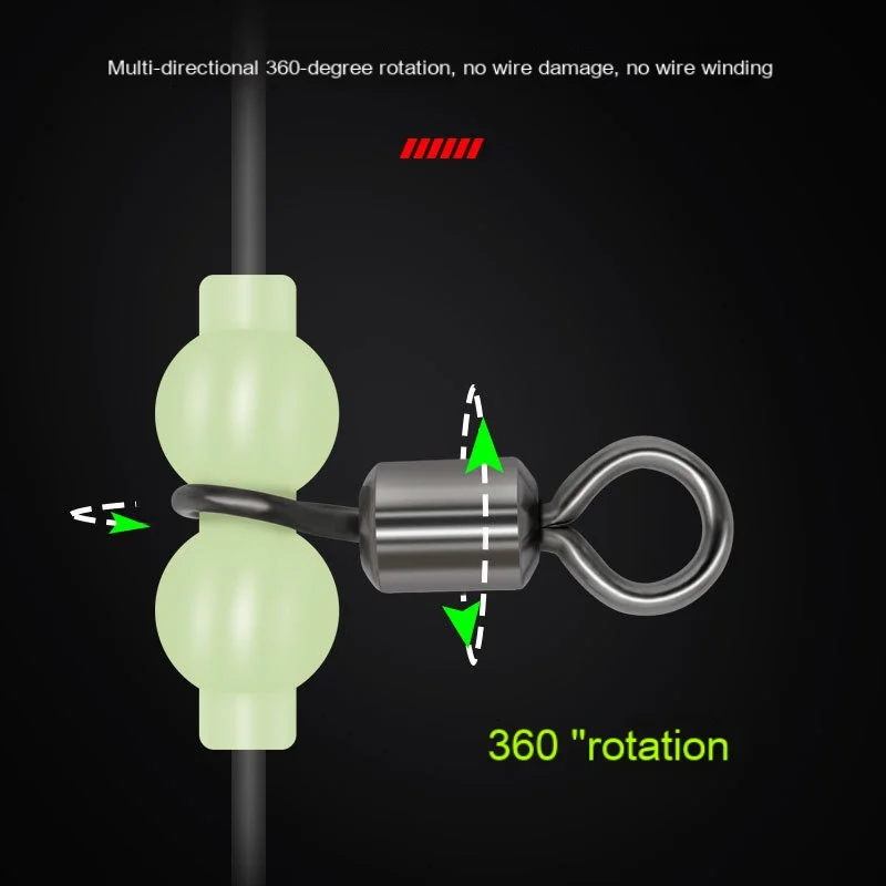 PRO BEROS 10 Uds. Giratorios de pesca de 3 vías gancho giratorio luminoso brillante conector de pesca de acero inoxidable anzuelos de carpa - imagen 3