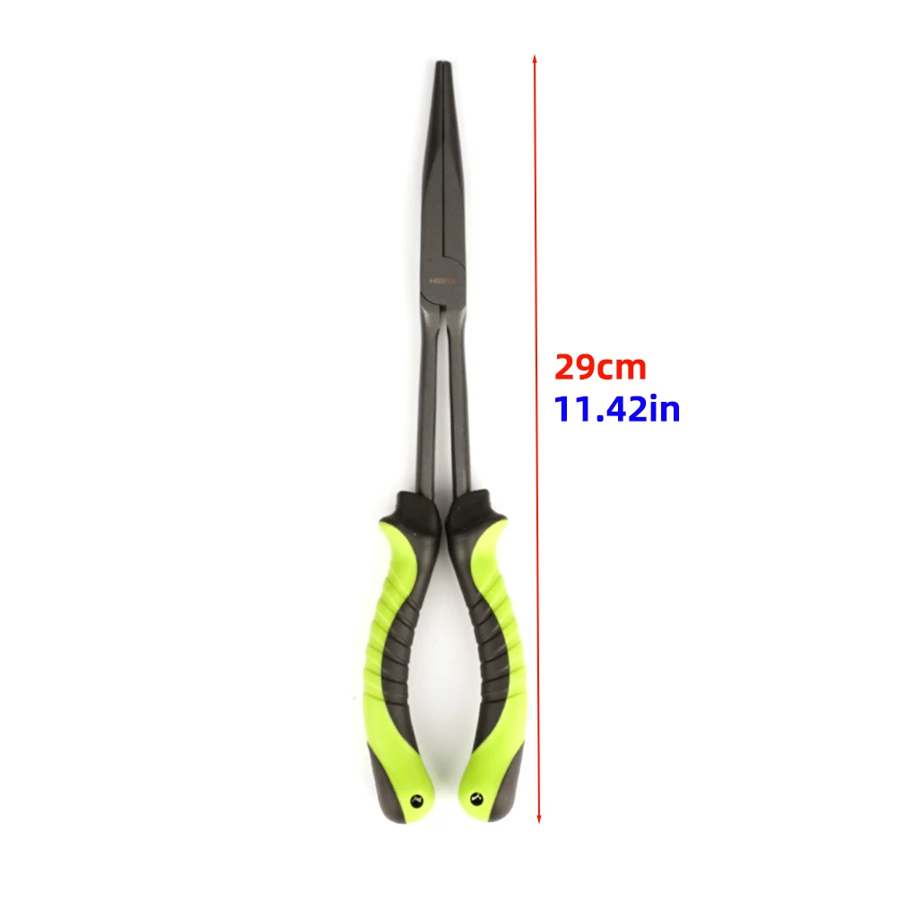 Alicates de pesca Hirisi, removedor de anzuelos de nariz larga de 29cm, accesorios de pesca de agua salada de acero al carbono PX05 - imagen 3