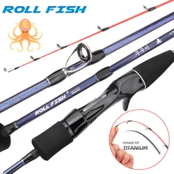 ROLLFISH-caña de pescar de fibra de carbono, accesorio con punta de titanio, pulpo, calamar, sepia, acción de 1,55 M, 7:3, caña de Jigging de luz lenta para barco de agua salada