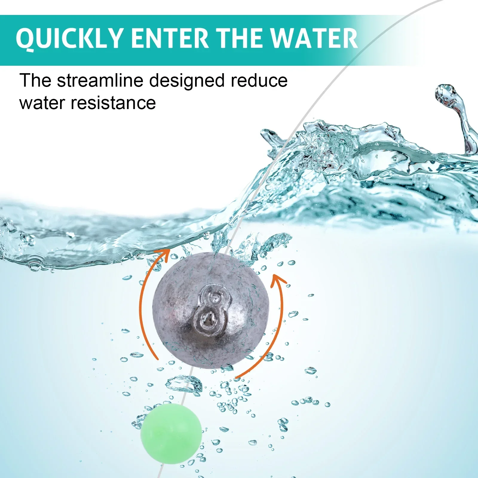 Goture, 30/50 Uds., peso de pesca, cabeza de anzuelo, peso de bala de agua profunda con plomos de bola redonda giratoria, accesorios de pesca - imagen 3