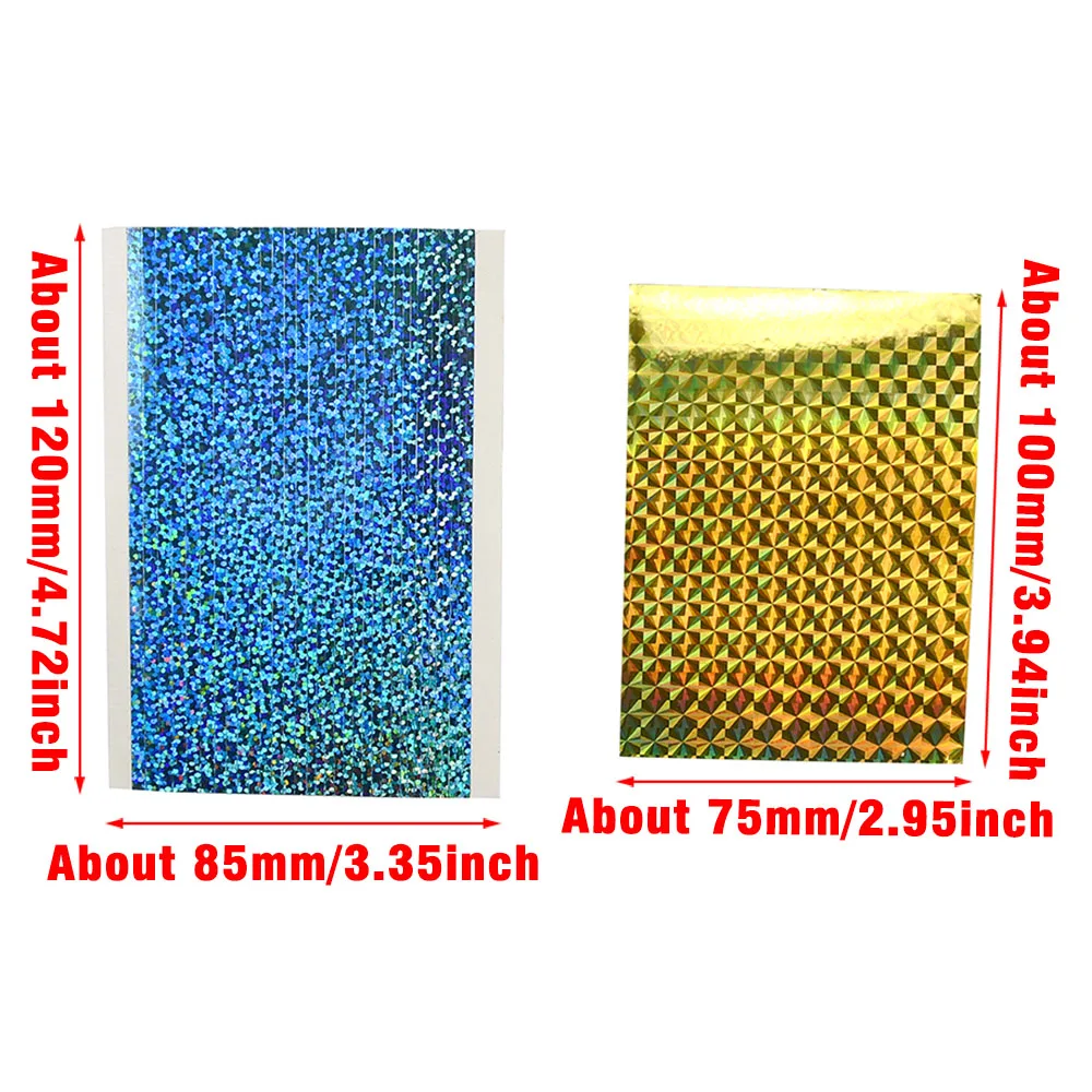 Pegatinas de cinta de señuelo de pesca, 10 Uds. De escamas de pescado reflectantes, señuelos, pegatina de cebo, película adhesiva holográfica, cinta de señuelo Flash para bricolaje - imagen 2