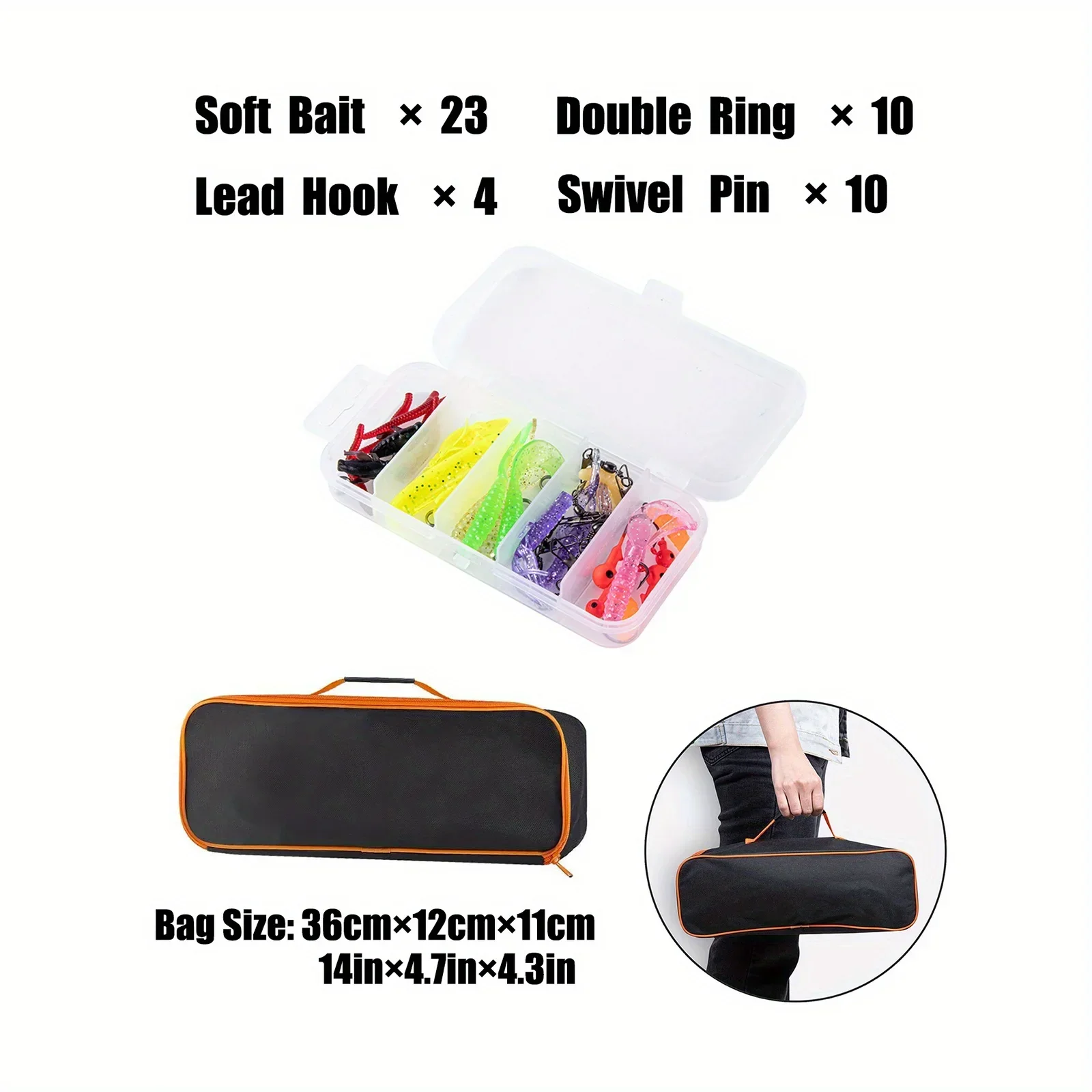 Goture-caña de pescar telescópica para niños, Kit combinado de carrete y caña de pescar con anzuelos de Señuelos de Pesca, giratoria, bolso portátil - imagen 4