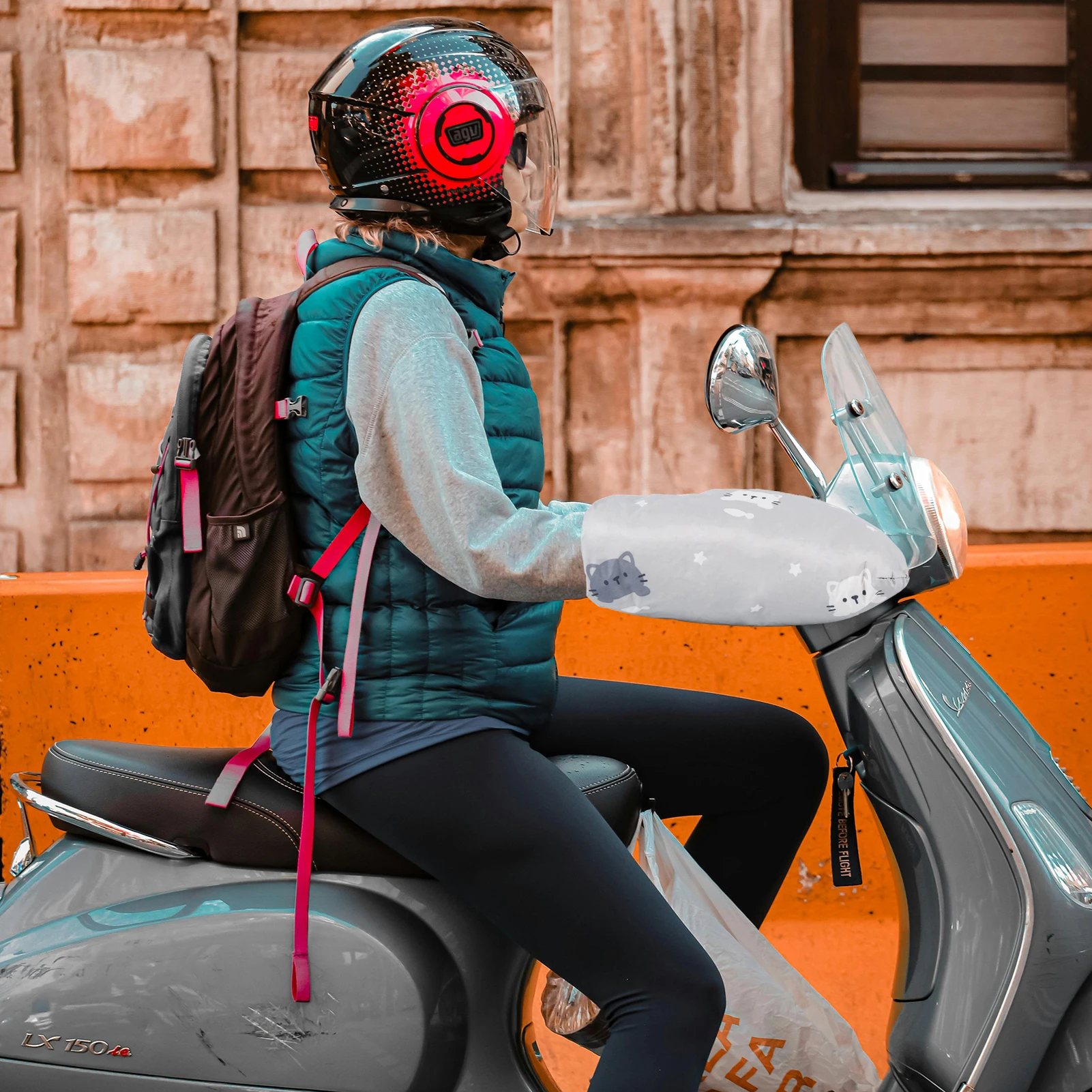 Guantes gruesos para manillar de ciclismo, manoplas de felpa a prueba de viento para exteriores, guantes cálidos para motocicleta, bicicleta eléctrica, Scooter - imagen 2