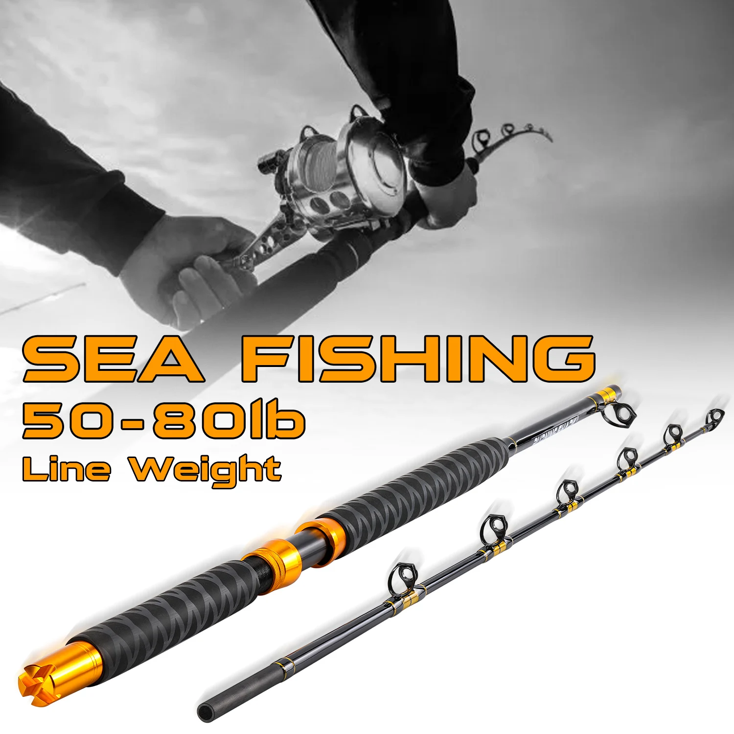 Sougayilang, 2 secciones, 1,8 m, caña de pescar Jigging, caña de pescar de mar, caña de pescar pesada, arrastre máximo, 20Kg, agua salada convencional