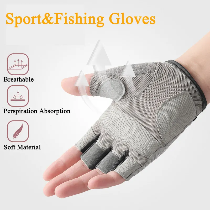 Guantes de pesca resistentes al agua, guantes deportivos transpirables, antideslizantes de medio dedo, duraderos, para ciclismo, Fitness, carpa, cómodos - imagen 3