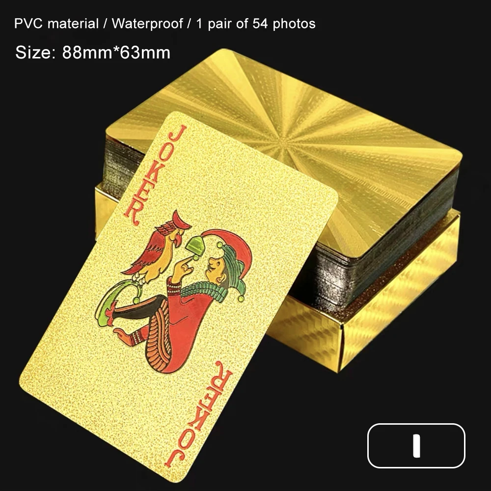 Cartas de póker de lámina dorada estilo europeo, cartas de plástico impermeables, accesorios de juego de cartas, herramientas mágicas, coleccionables de vacaciones, regalos de fiesta - imagen 2