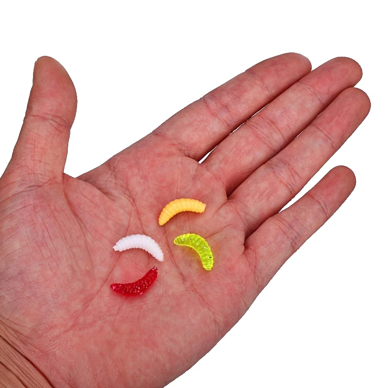100 Uds cebo para peces juego de gusanos de pan 2,4 cm poste de mano cebo falso cebos de pesca pan suave insectos biónicos larvas trucha señuelo Accesorios - imagen 3