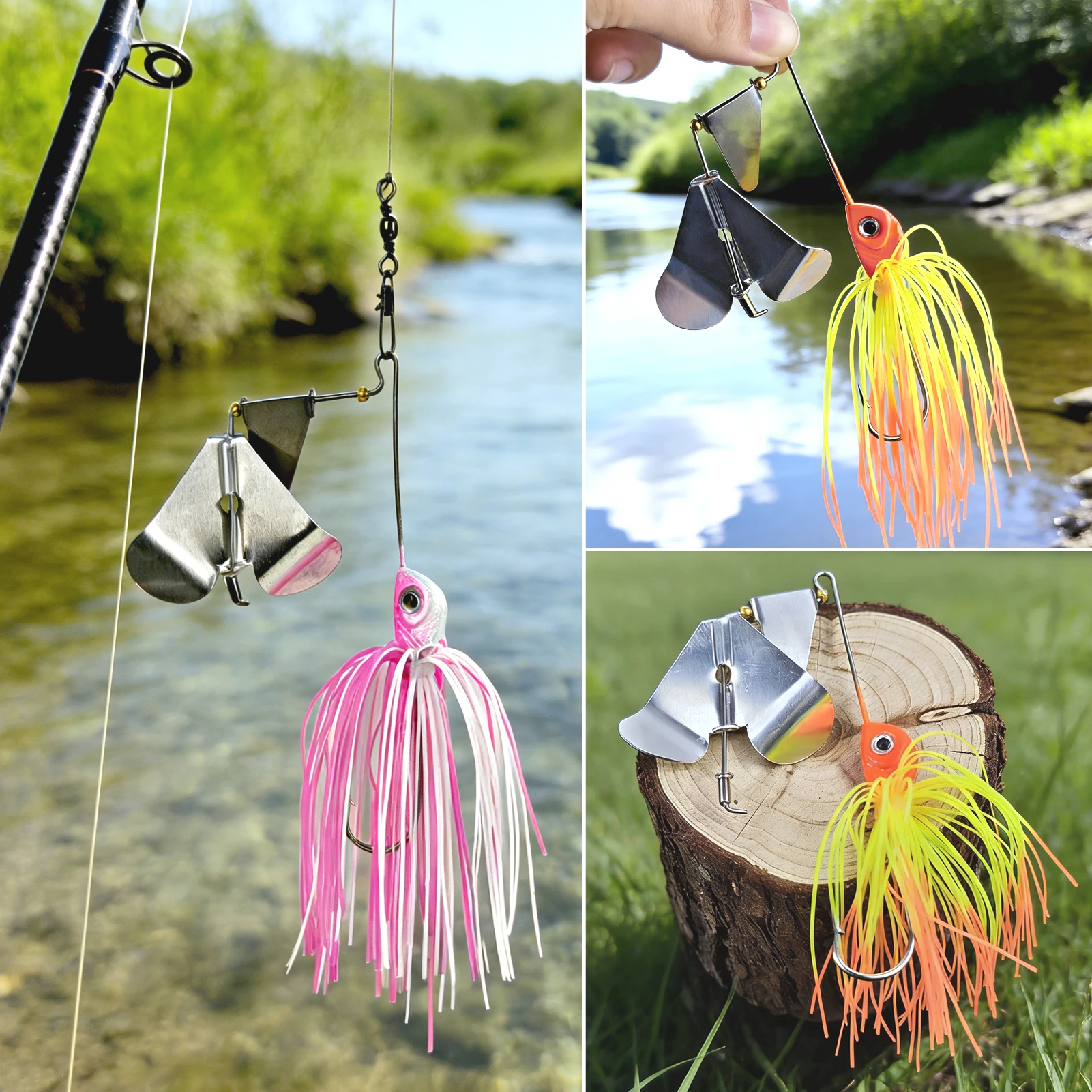 Spinnerbait para lubina Fisher Gratis con hoja Buzz y 3D ojos - imagen 5