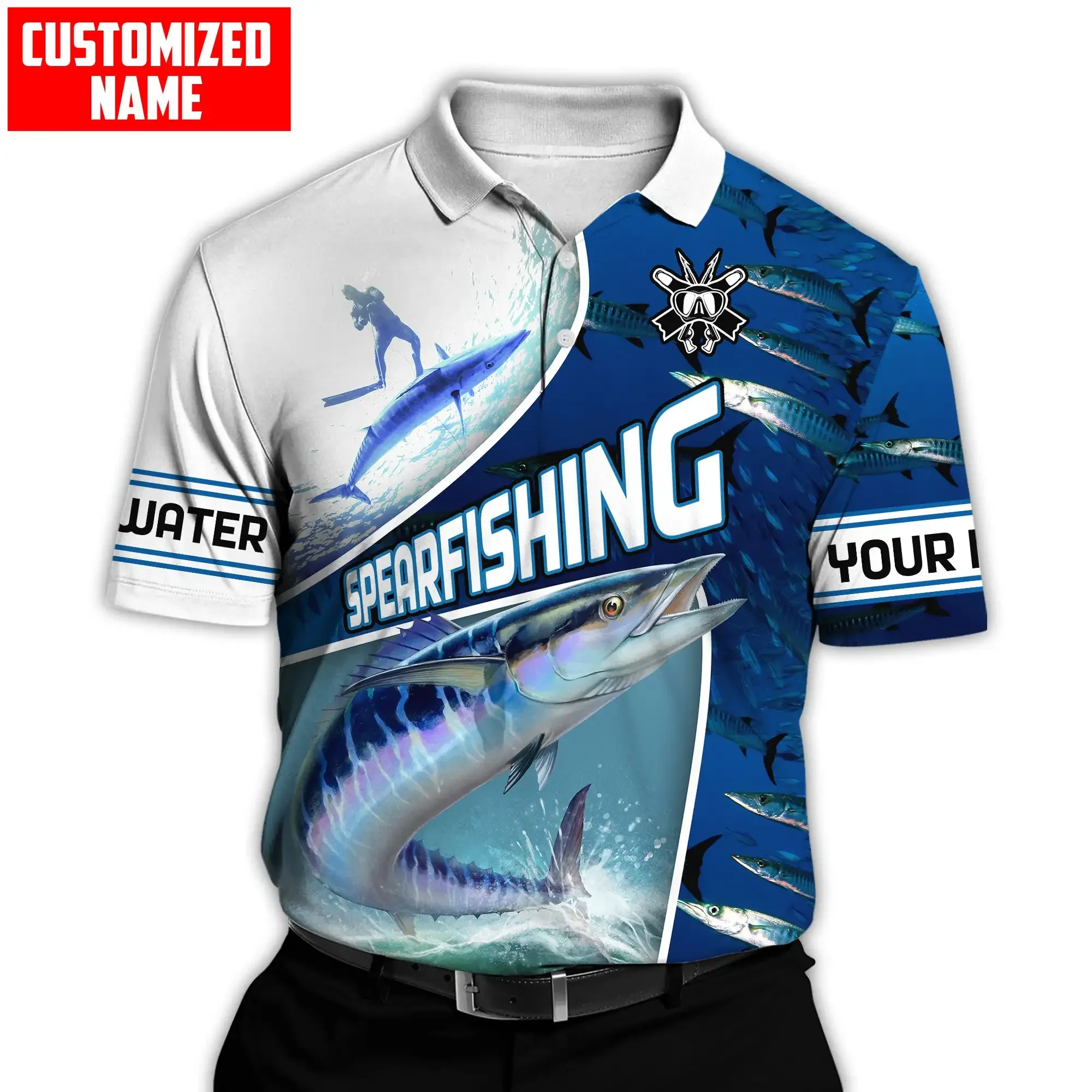 PLstar Cosmos nombre personalizado pesca atún 3D completamente estampado hombres polos Casual solapa camisa de manga corta PLP01 - imagen 4