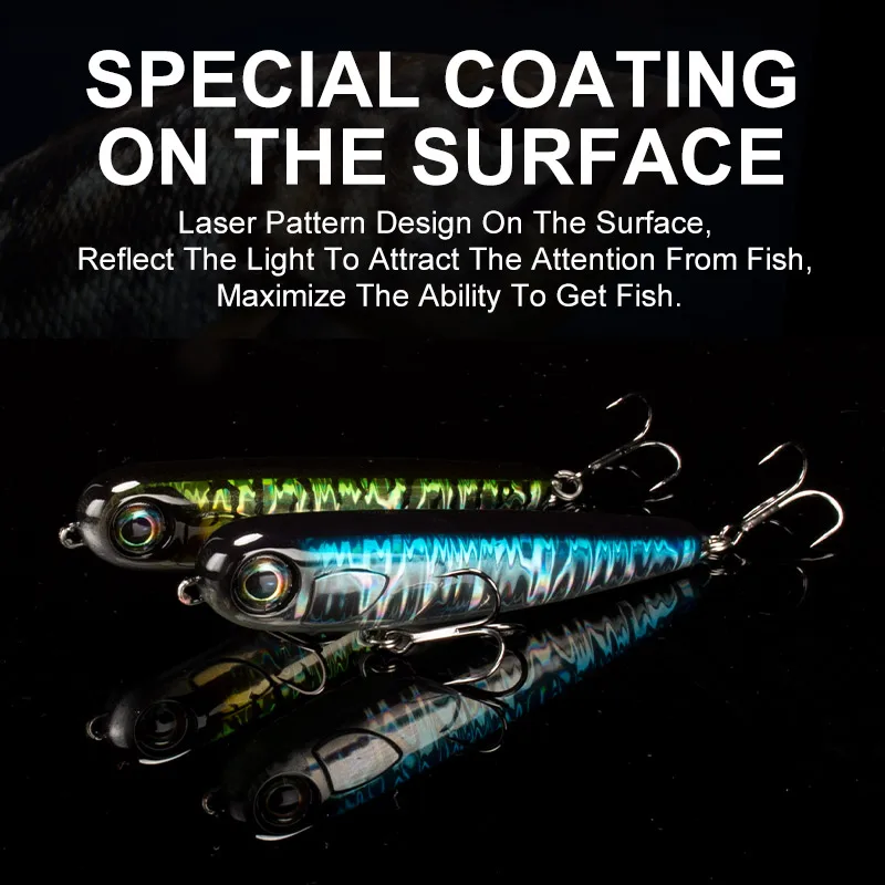 LEYDUN HOPOPEN-Señuelos de pesca flotantes, superficie de agua superior con lápiz de 95mm, cebos duros para perros que caminan, lubina, Wobblers - imagen 5