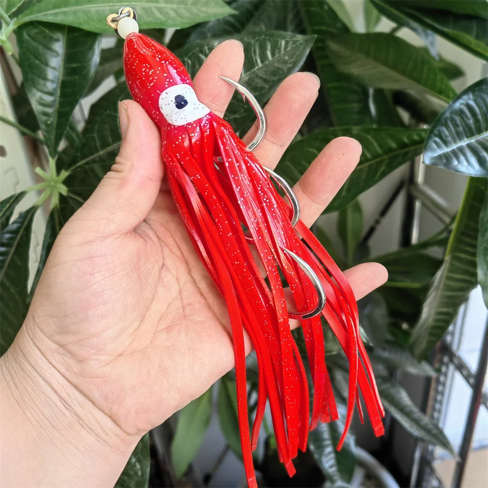 MUKUN-anzuelo de pulpo grande de 24cm, anzuelo de pesca Jigging de acero de alto carbono, Ojo de anillo, anzuelos de púas, pez vela, pesca en el mar - imagen 4