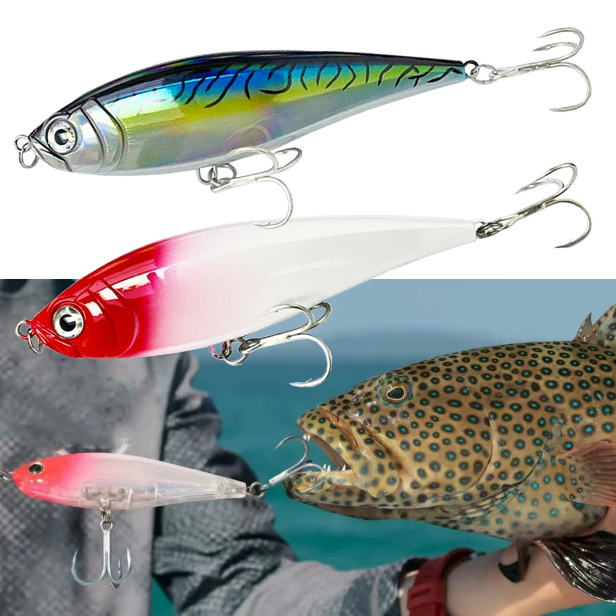 Señuelo de trucha de agua salada de 13cm y 48g, Jekbait de fundición larga, lápiz de Pesca, atún, lubina, pececillo, Wobblers, cebo Twitch costero 3D, Señuelos de Pesca - imagen 2