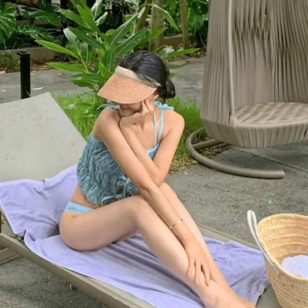 Traje de baño térmico de primavera con diseño montado en el cuello, diseño Tie-Dye, estilo dividido, Bikini calado, diseño calado, corte adelgazante - imagen 4