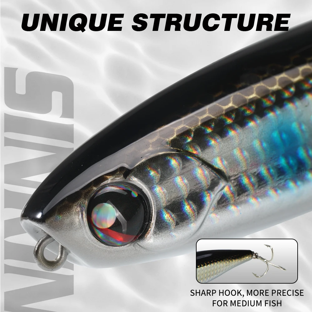 Hunthouse-señuelo de pesca con lápiz flotante, cebo duro Topwater, superficie WTD de 100mm y 17,6g, Wobblers, curricán para lubina, aparejos de agua salada - imagen 4