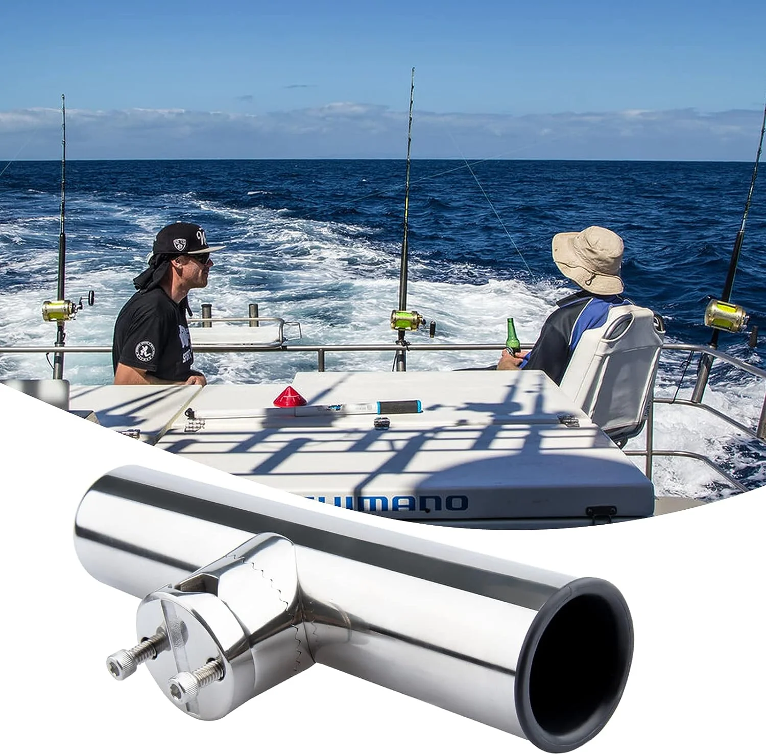 Paquete de soportes de caña de pescar para barco, soporte de barra de acero inoxidable, abrazadera en riel de 7/8 " - 1" para barco marino, yate de pesca, 2 uds. - imagen 5