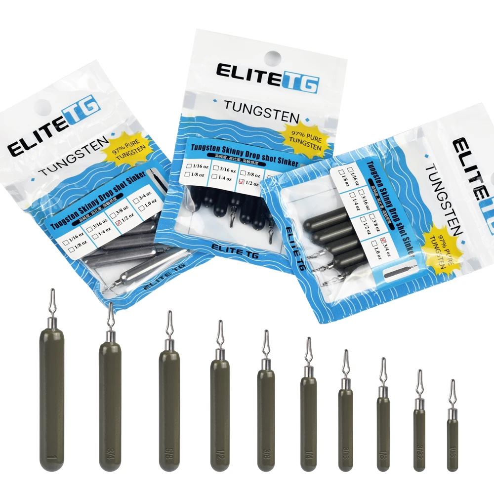 Elite TG 10 Uds. Flaco plomo caída peso 1/16OZ-1OZ lubina Walleye Panfish accesorios de pesca verde - imagen 2