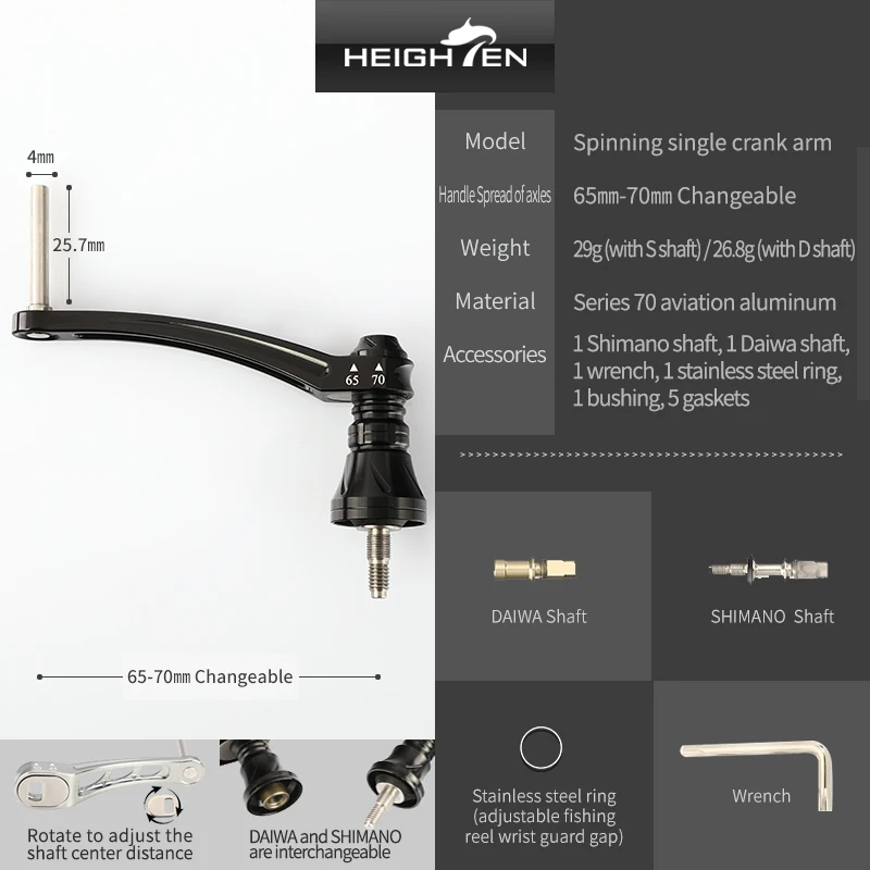 Accesorios de modificación de carrete de pesca de un solo eje HEIGHTEN 45-50mm 55-60mm 65-70mm herramientas de equipo de pesca compatibles con carretes - imagen 4