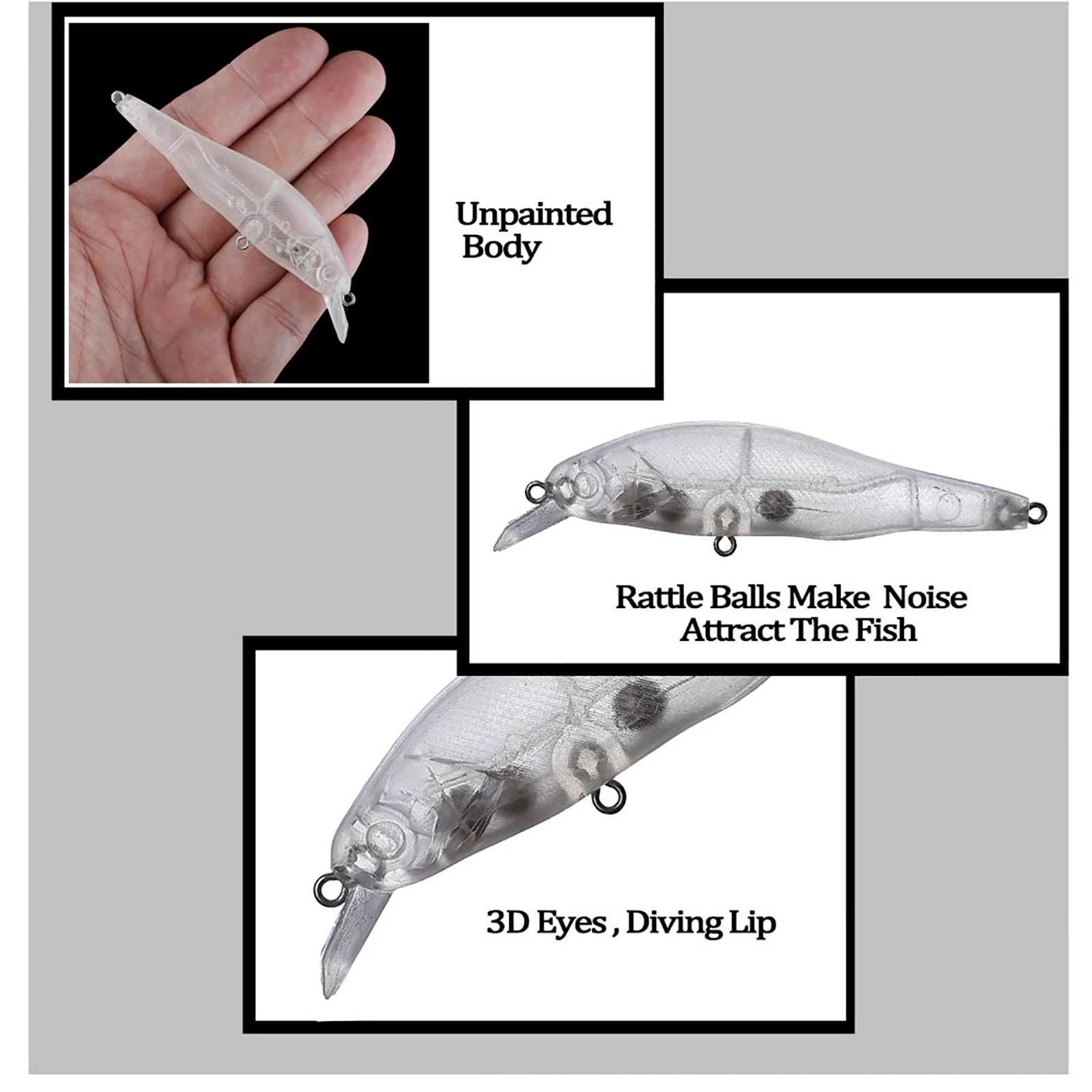 Chan'sHuang 20 piezas cebo en blanco sin pintar 10g/90mm sonajero flotante Minnow DIY hecho a mano señuelo de pesca Artificial aparejos - imagen 4