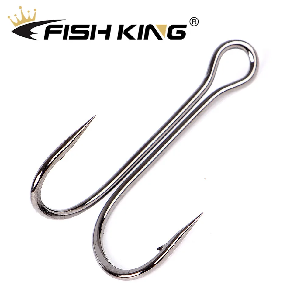 FISH KING 20 unids/pack anzuelos de pesca anzuelos dobles anzuelo de carpa con púas para señuelo de gusano suave anzuelos dobles de acero rico en carbono - imagen 4