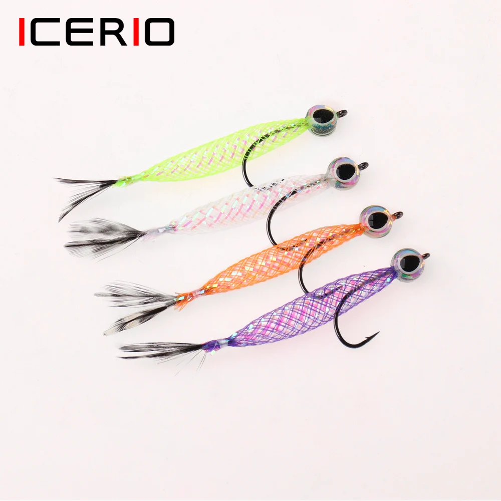 ICERIO # 4 4 Stuks Kunstmatige Levensechte Drijvende Smelt Fly Fast Sink Minnow Fly Forel Zalm Vissen Lokt Aas Voor Lente vissen