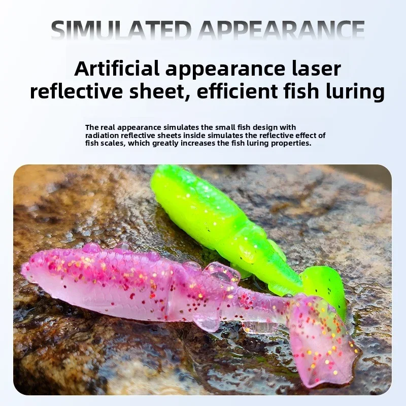 Señuelo de pesca de 12 Uds., 1G/1,85G, cebo suave con cola en T, cebo falso Luya, cebo suave de gusano de una sola cola, Señuelos de Pesca de gusanos, señuelo de pesca de carpa - imagen 4