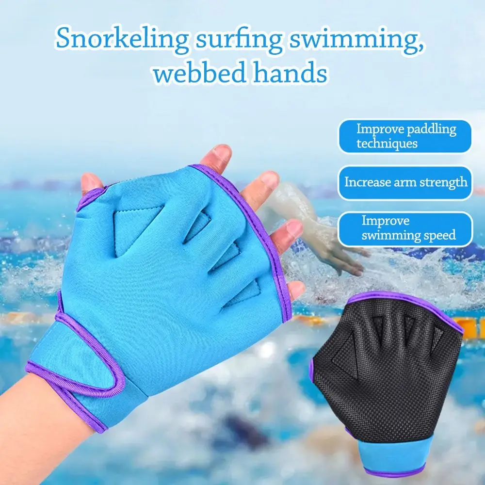 1 par de guantes de natación palmeados de verano antideslizantes para entrenamiento de natación acuática paletas de mano snorkel deporte acuático guantes de buceo paletas - imagen 2