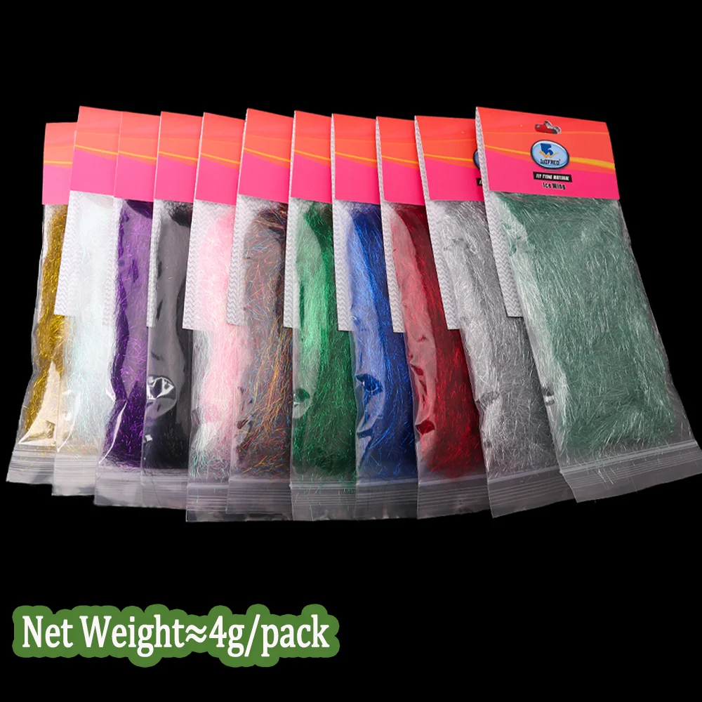 2 paquetes de fibra de doblaje de hielo de 6,5 cm de largo, Material de atado de moscas, ala de hielo Flash para serpentinas, cebo, pececillo, señuelo de trucha, pesca en agua salada - imagen 5