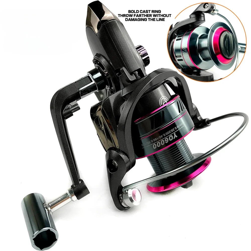 Carrete de pesca serie 1000 2000 3000 4000 5000 6000 7000 para pesca de Lucio, caña de mar, rueda, carrete de Metal ligero, carretes giratorios - imagen 5