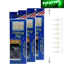 Señuelos luminosos con plumas y piel de pez para macarela agua salada