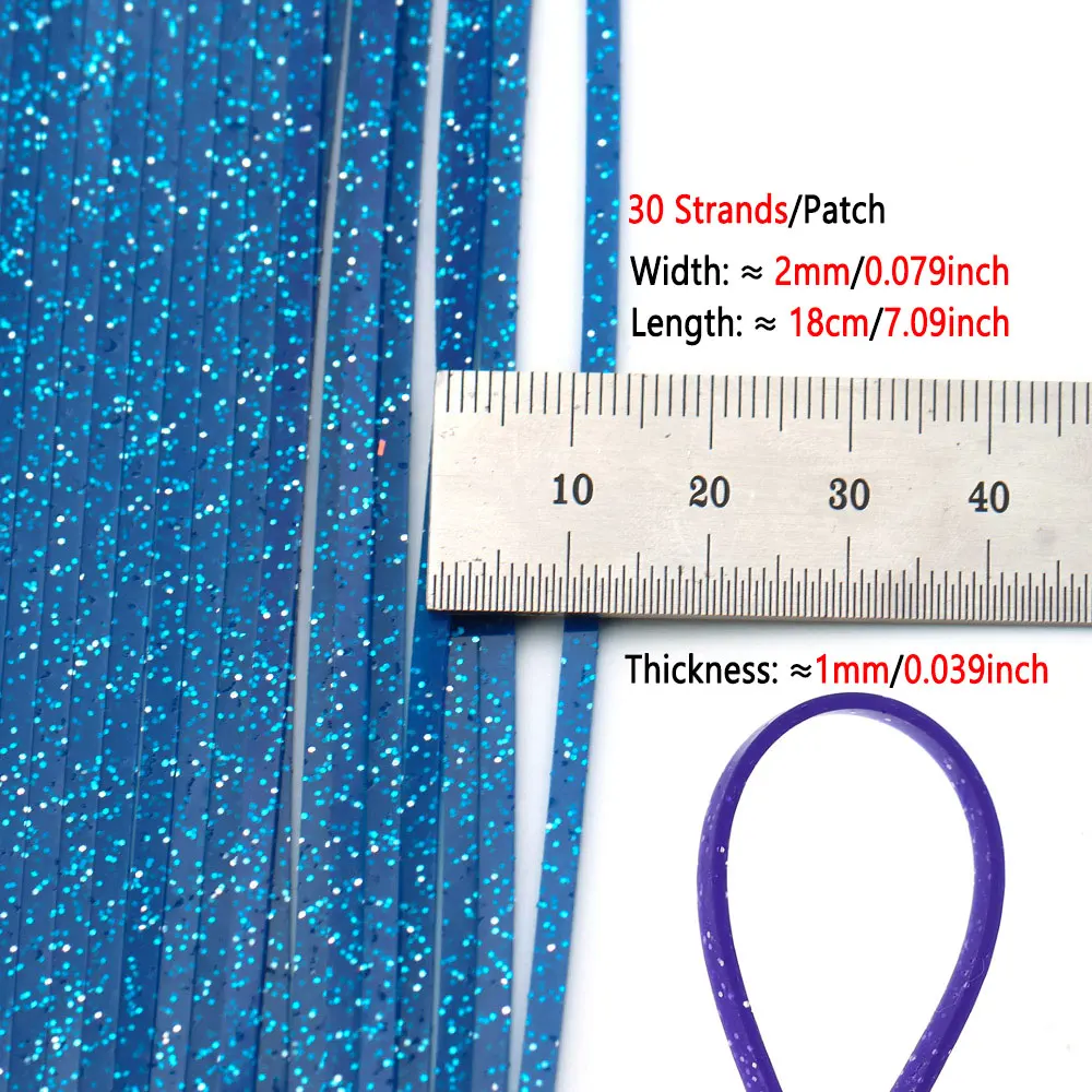 Faldas de silicona con purpurina, 1 unidad, 2mm de ancho, piernas de goma, Streamer Spinner, señuelo para remolque, Buzzbait Poppers, señuelos de plantilla, señuelo de pesca de mar - imagen 4