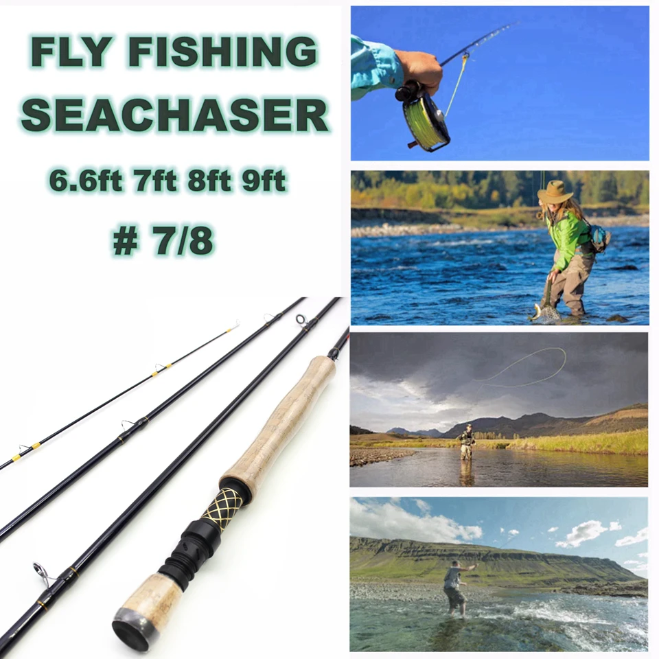 Caña de pescar portátil de carbono con 4 secciones, 2,1 M, 2,7 M, LW 7/8, de acción rápida, para pesca de agua dulce, trucha, salmón - imagen 4