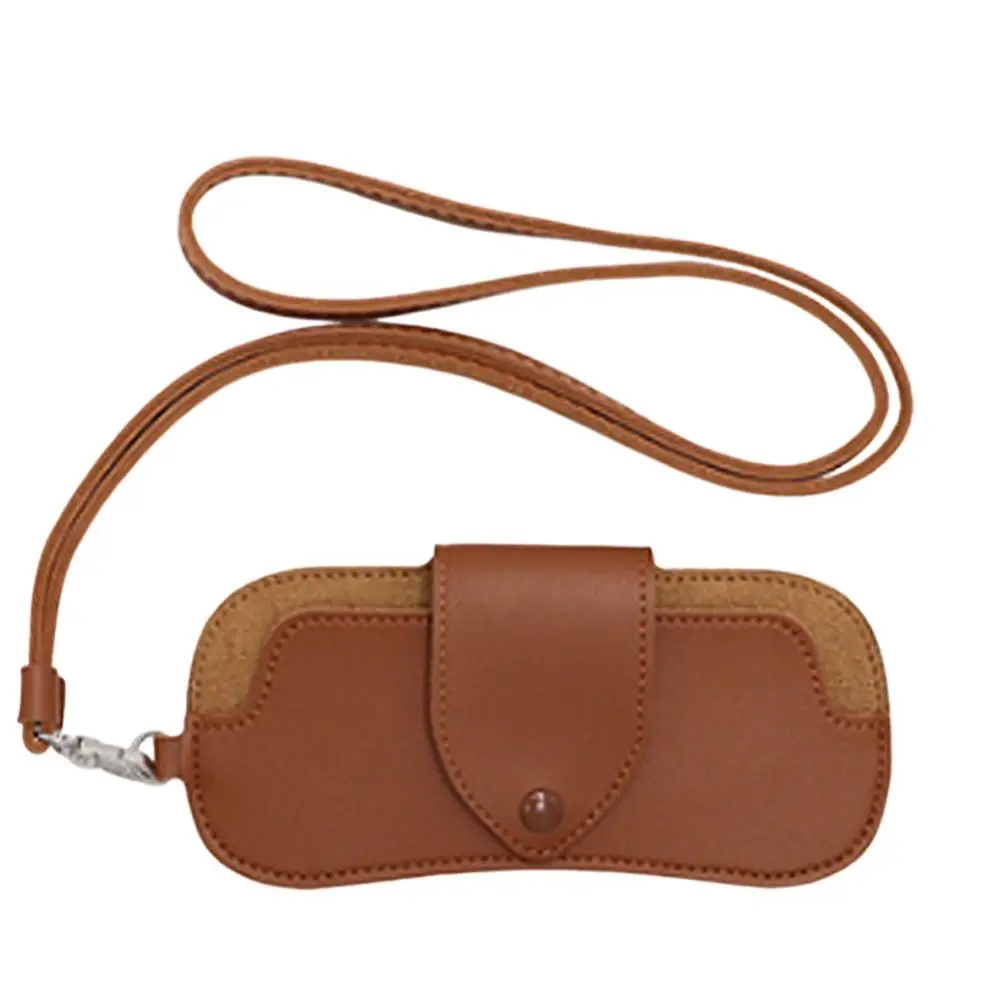 Bolsa de almacenamiento de gafas de sol de cuero PU con cordón, gafas de sol colgantes de Color sólido, bolsa portátil duradera para gafas de sol - imagen 3