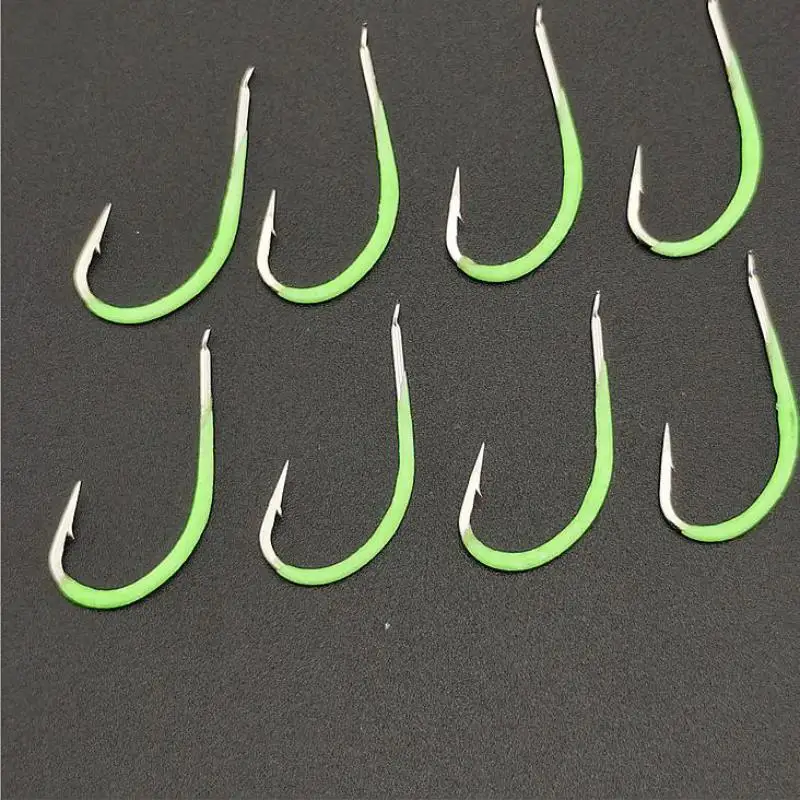 Anzuelo de Pesca de acero con púas, anzuelos luminosos de alto carbono, forma anular inoxidable, accesorios para Pesca, 10 unids/lote, 9 #-18 # - imagen 5